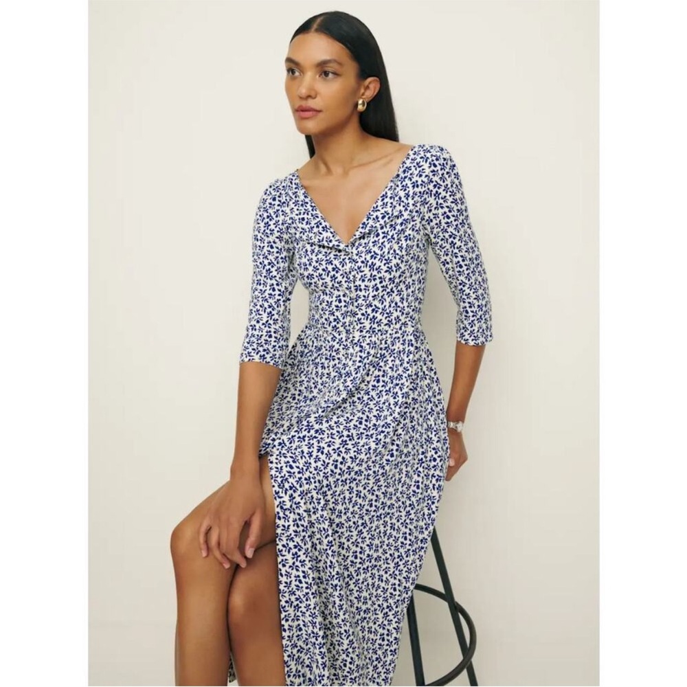 Floral Blue and White Dress